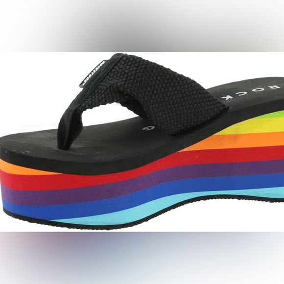New In! Rocket Dog Multicolor Rainbow Ultra Platform Wedge Sandal - Picture 3 of 8